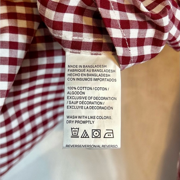 Men’s Red and White Gingham Long Sleeve Izod Button Front Shirt / Large - Picture 11 of 12